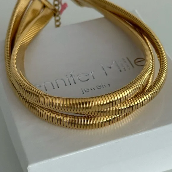 Jennifer Miller NIB triple strand gold plated snake choker - Picture 2 of 9